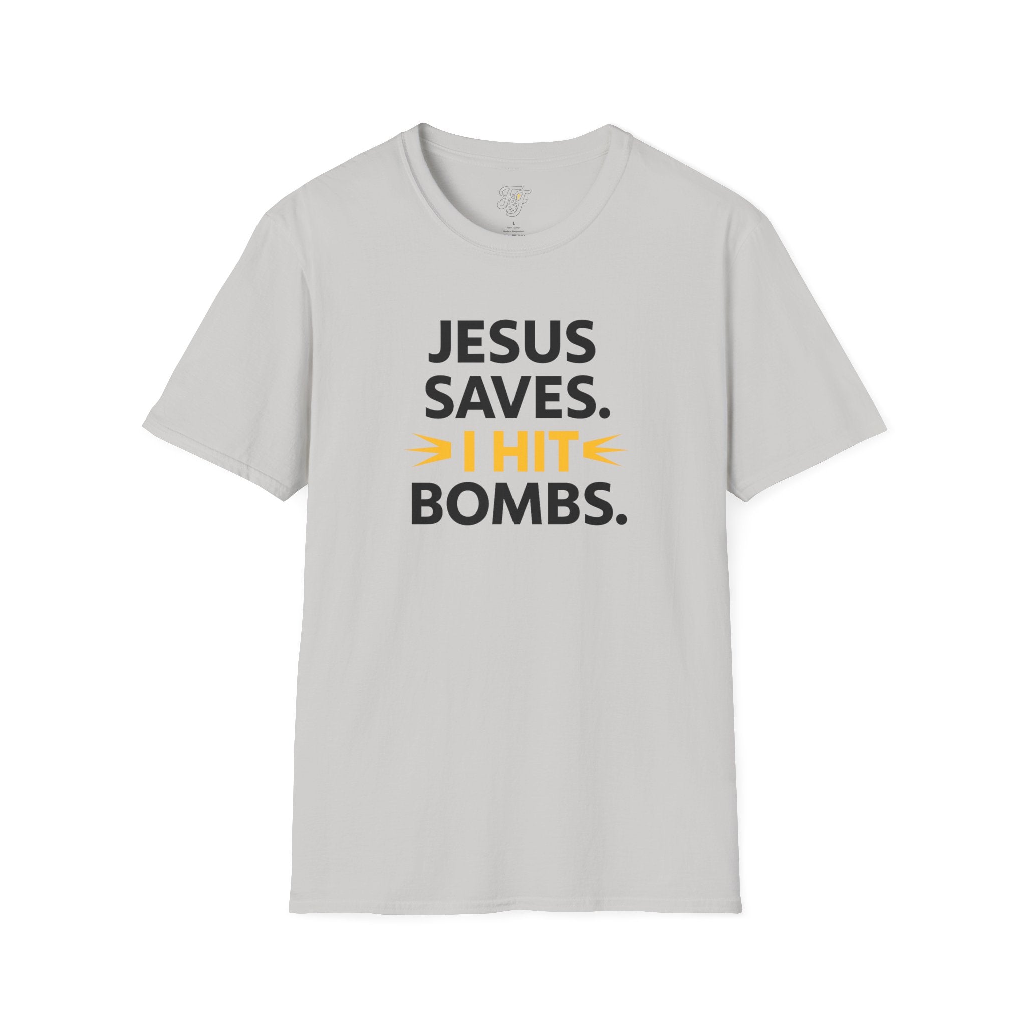 Jesus Saves, I Hit Bombs™ – Christian Baseball Shirt