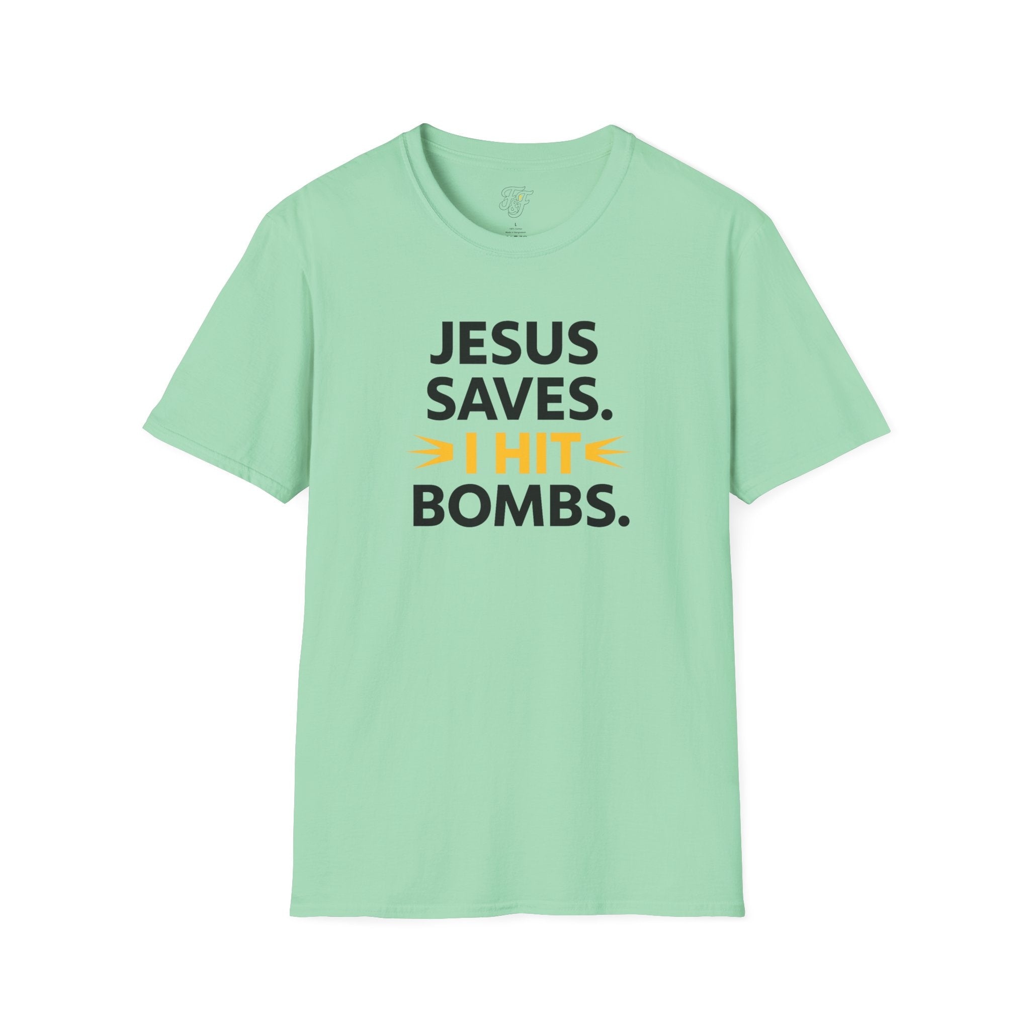 Jesus Saves, I Hit Bombs™ – Christian Baseball Shirt