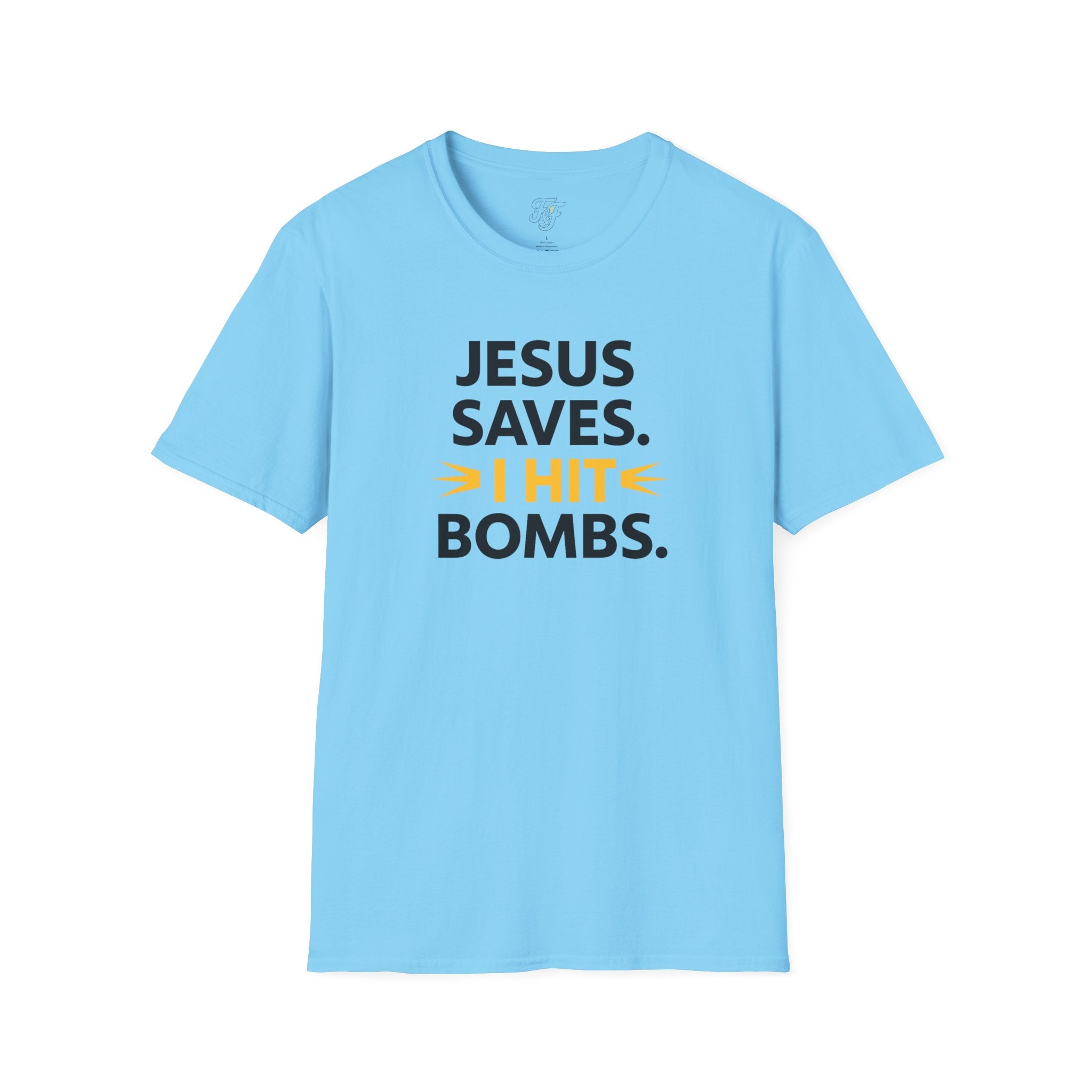 Jesus Saves, I Hit Bombs™ – Christian Baseball Shirt