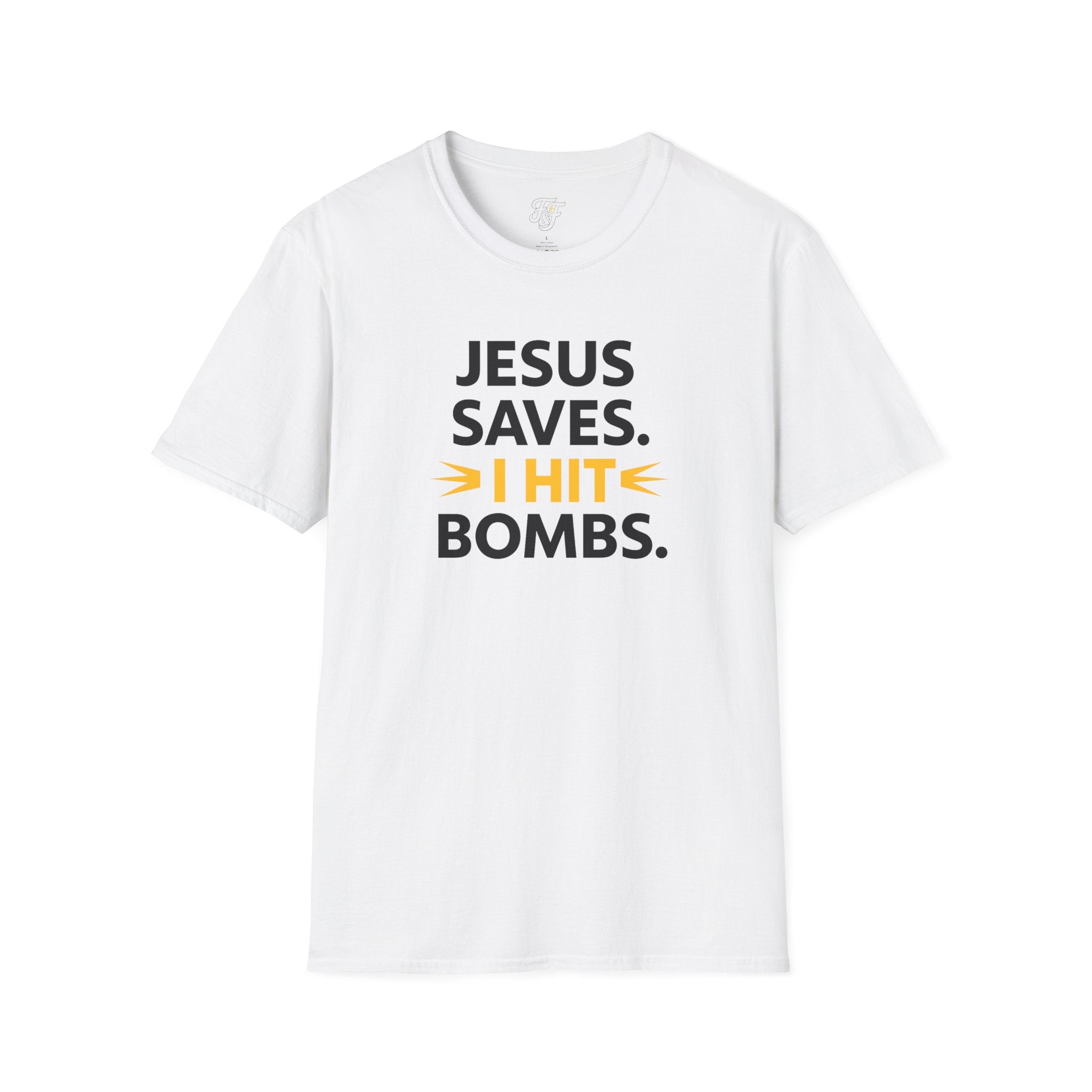 Jesus Saves, I Hit Bombs™ – Christian Baseball Shirt