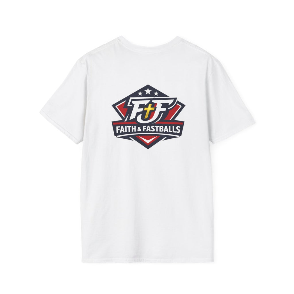 Patriot Elite Christian baseball tee with red white blue diamond design.
Faith and Fastballs patriotic Christian shirt.
Christian American flag style baseball tee with cross accent.
